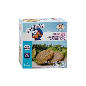 BURGER CON MERLUZZO E SCORFANO SURGELATO SENZA GLUTINE BISBA SEAFOOD