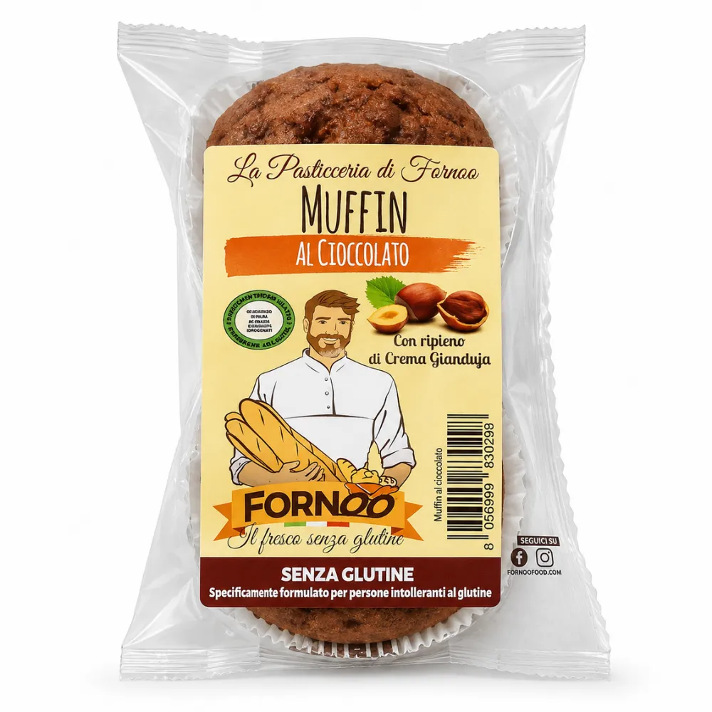 muffin-al-cioccolato-con-crema-gianduia-senza-glutine-110g-FORNOO Muffin al Cioccolato con Crema Gianduia Senza Glutine 110 g FORNOO - immagine 1